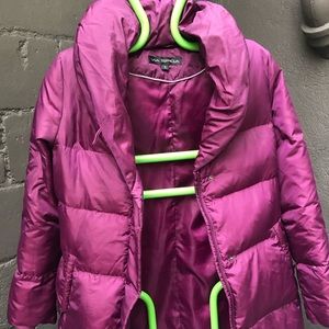 Via Spiga Purple feather filled winter puffer cozy coat